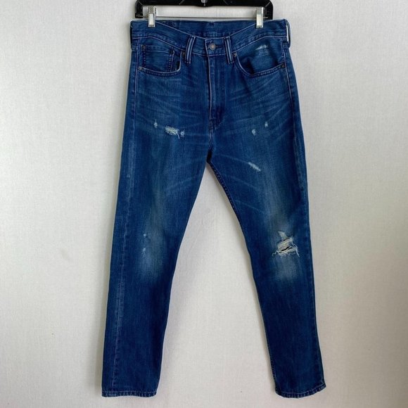 LEVI 522 Dark Blue Ripped Jean - Picture 1 of 13